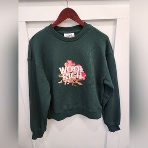 Woolrich Women's Dark Green Floral Sweater